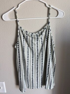 Sonoma Ivory Tank with Navy Floral Stripe Print